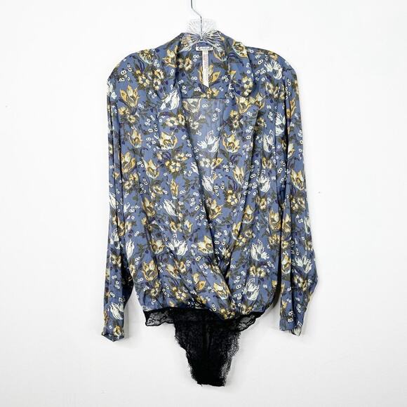 INTIMATELY FREE PEOPLE Elsa Floral Printed Lace Bottom Bodysuit Sz. Small - Picture 3 of 5